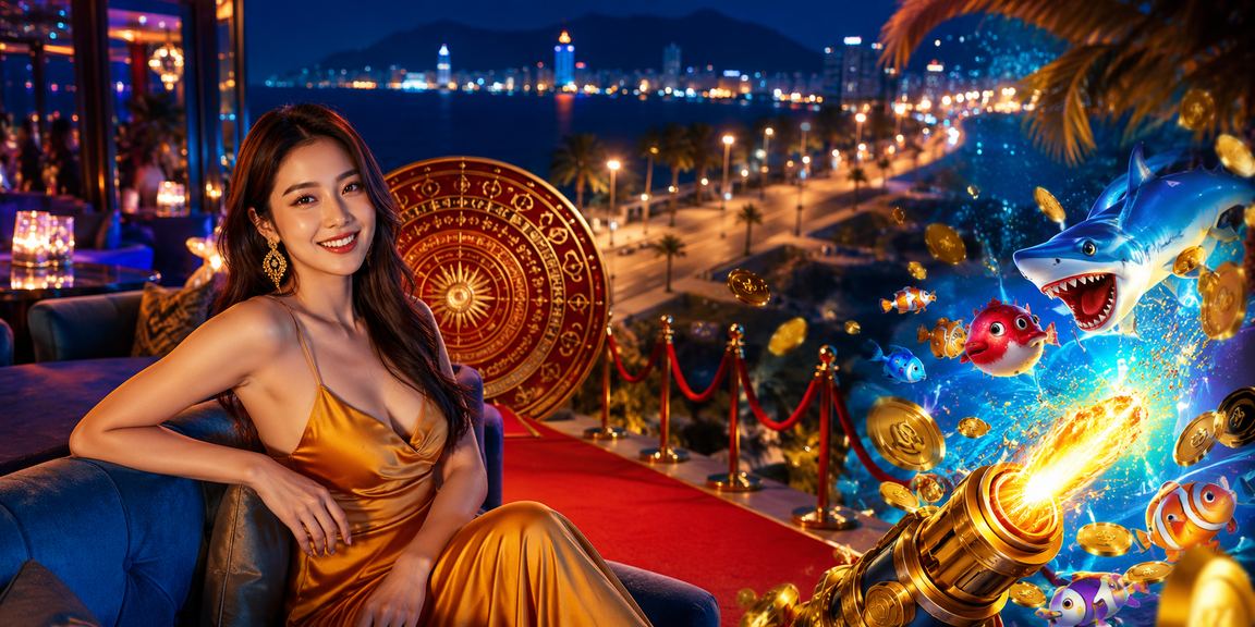 Cảnh biển Nha Trang với ánh sáng neon nổi bật